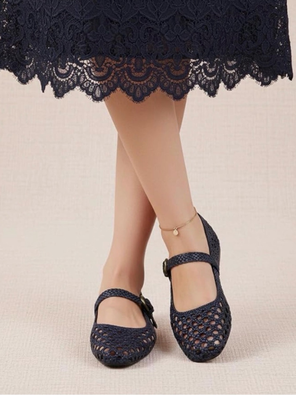 Navy Weston Mesh Mary Jane Flats